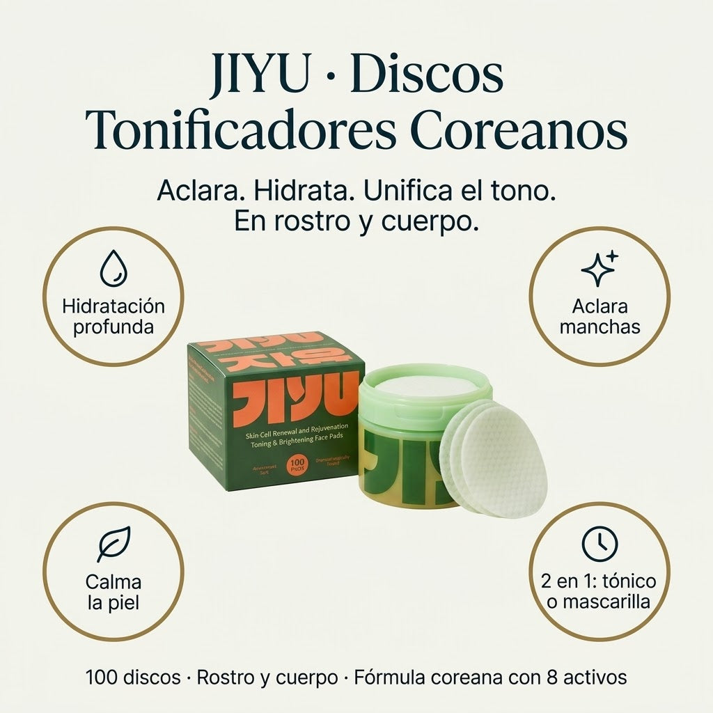 JIYU Discos Tonificadores · Despigmentante y Aclarante Coreano 4 en 1