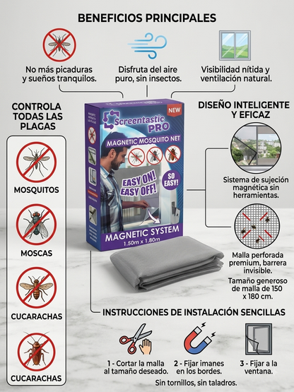 Tu casa abierta al aire, no a los insectos — Mosquitera Magnética para tu Ventana